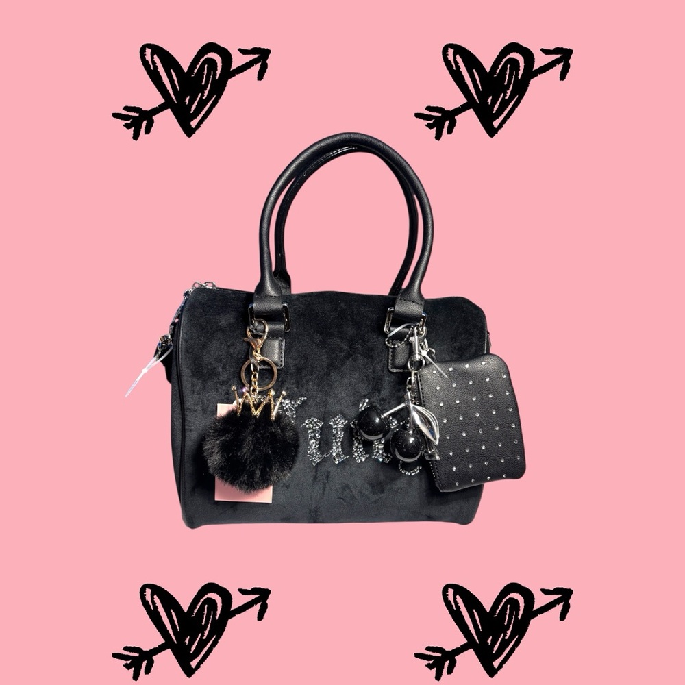 Juicy Couture All That Glitters Black Tote + Coin Purse Crossbody + Charms – NWT